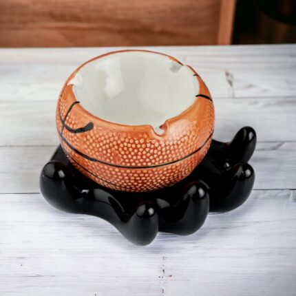 Hand Holding Basketball Style Ceramic Ashtray