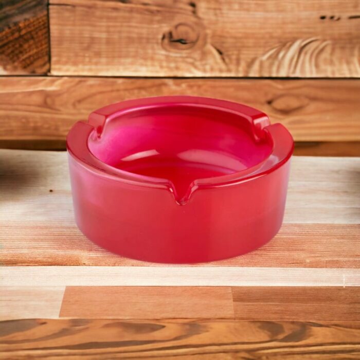 Red Glass Round Ashtray for Cigarette