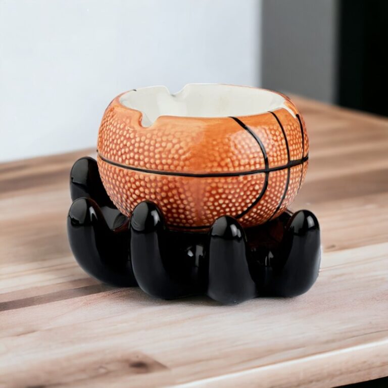 Hand Holding Basketball Style Ceramic Ashtray