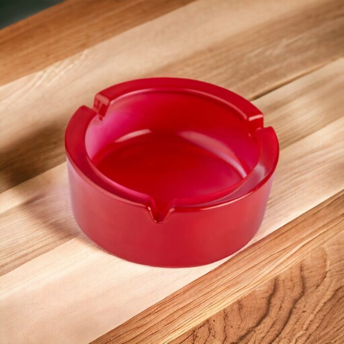 Red Glass Round Ashtray for Cigarette