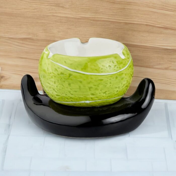 Opened Tennis Ball Style Ceramic Ashtray